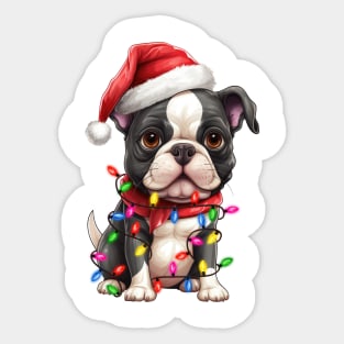 Christmas Boston Terrier Sticker